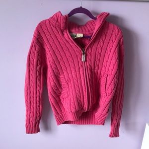 Girls LL.Bean zip up cable knit sweater